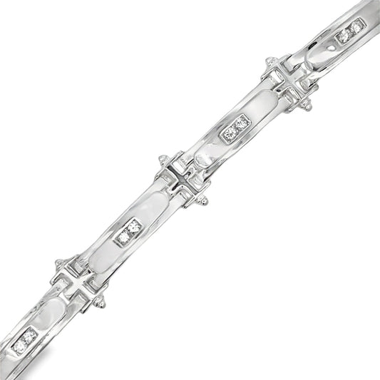 CZ Bar Link Bracelet .925 Sterling Silver