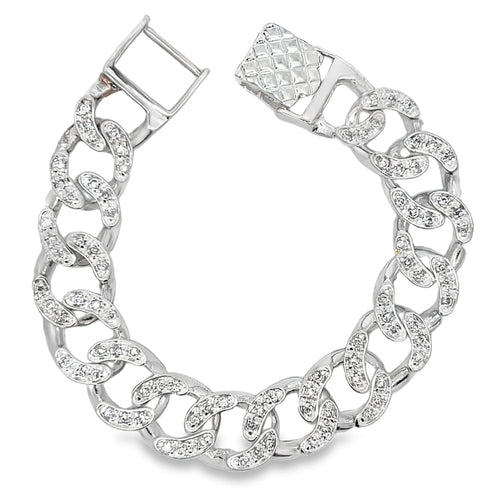 CZ Cuban Link Bracelet .925 Sterling Silver
