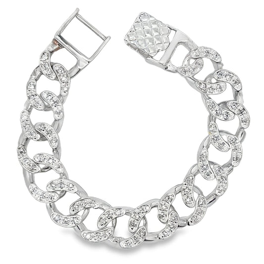 CZ Cuban Link Bracelet .925 Sterling Silver