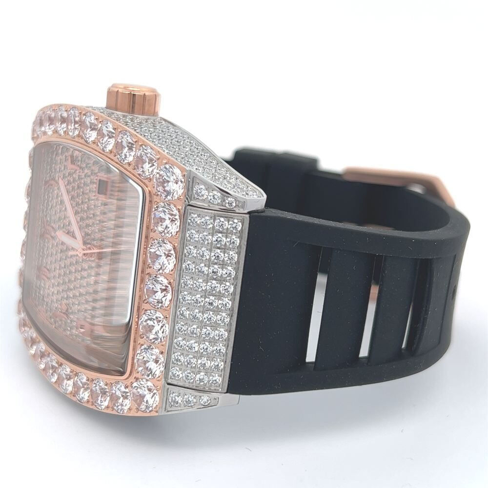 CZ Emperor Rubber Strap Iced Out Watch