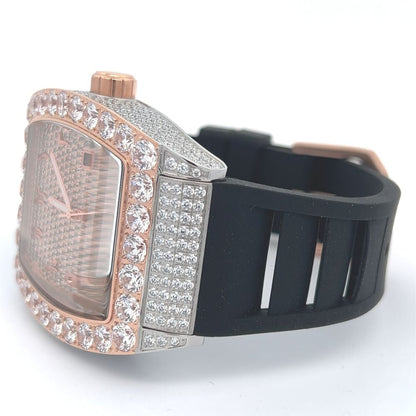 CZ Emperor Rubber Strap Iced Out Watch