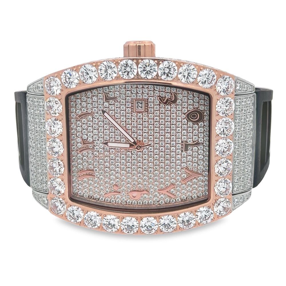 CZ Emperor Rubber Strap Iced Out Watch