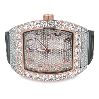 CZ Emperor Rubber Strap Iced Out Watch
