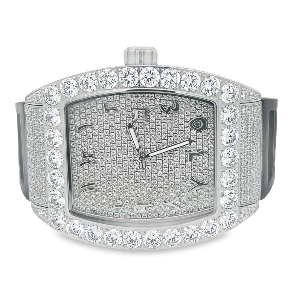 CZ Emperor Rubber Strap Iced Out Watch