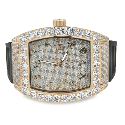 CZ Emperor Rubber Strap Iced Out Watch
