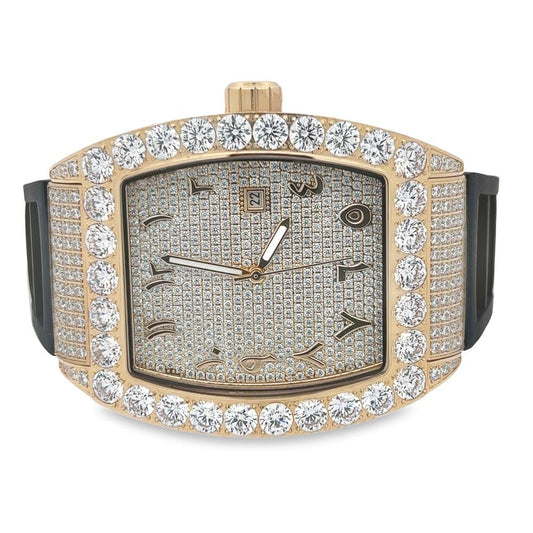 CZ Emperor Rubber Strap Iced Out Watch