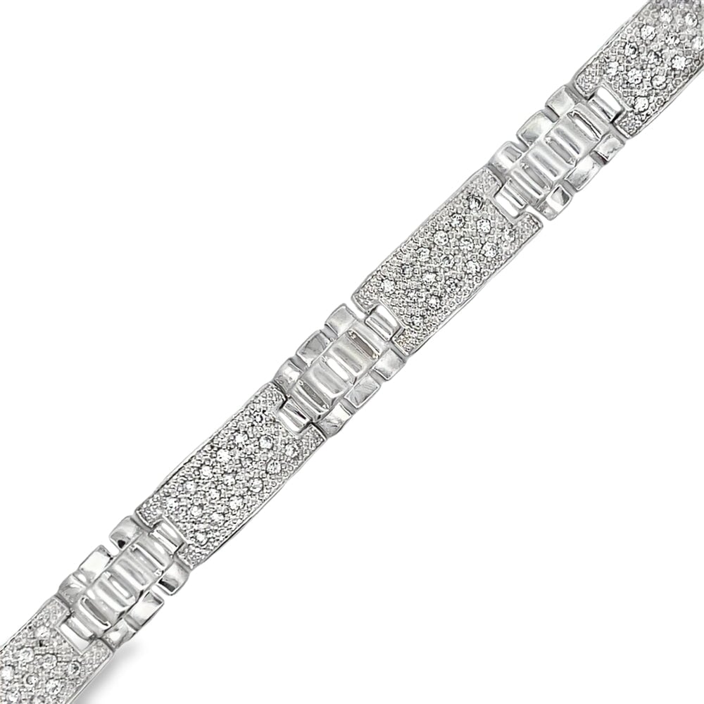 CZ Flat Link Bracelet .925 Sterling Silver