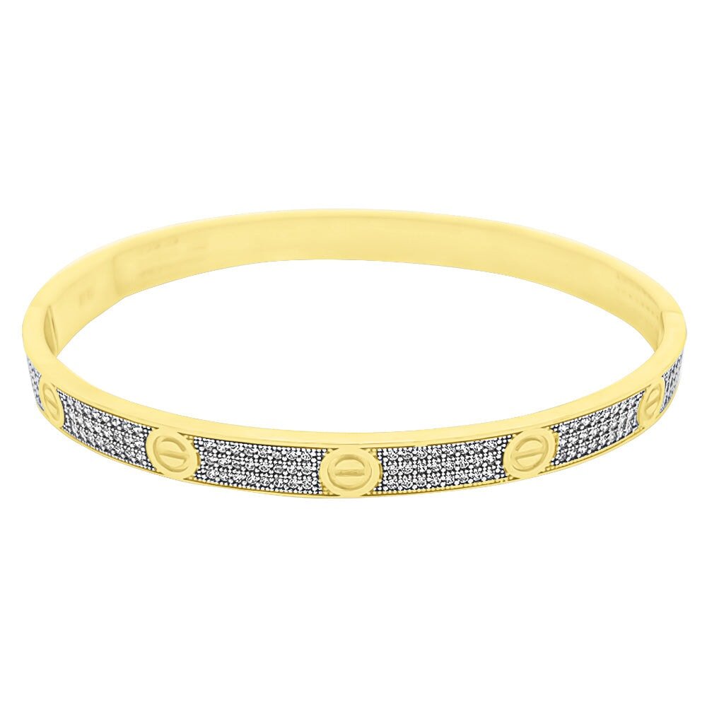 CZ Flathead 10K Gold Women's Bangle