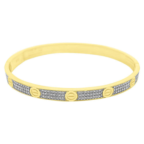 CZ Flathead 10K Gold Women's Bangle