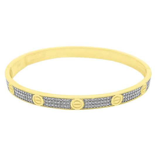 CZ Flathead 10K Gold Women's Bangle