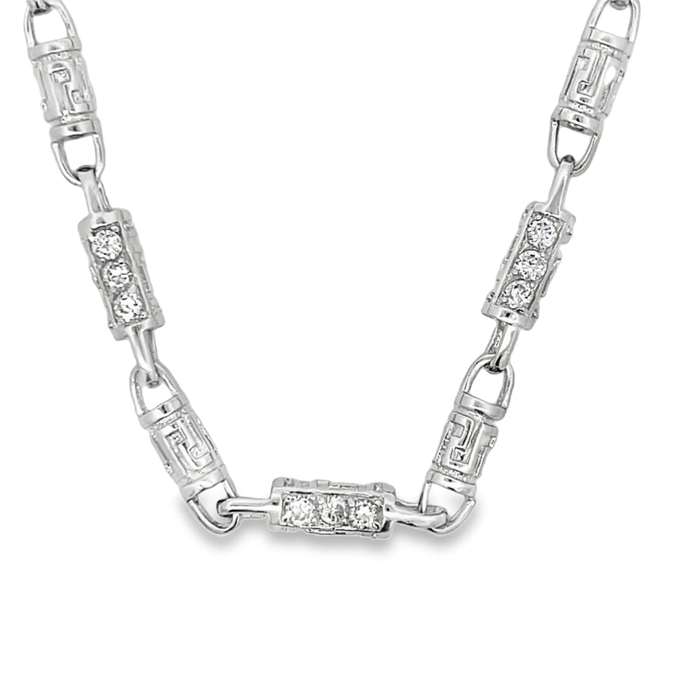 CZ Fresh Bullet Link Chain .925 Sterling Silver