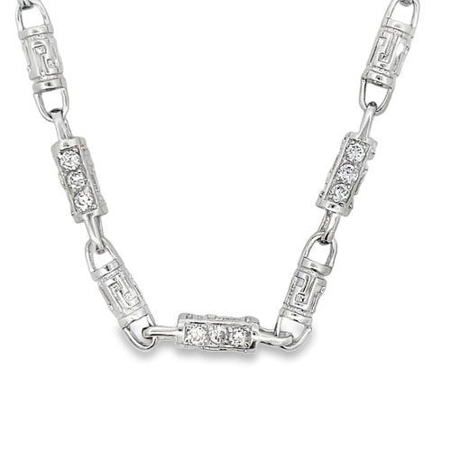 CZ Fresh Bullet Link Chain .925 Sterling Silver