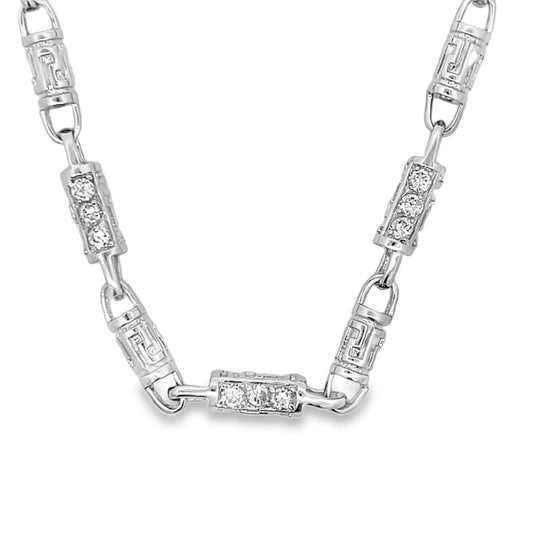CZ Fresh Bullet Link Chain .925 Sterling Silver