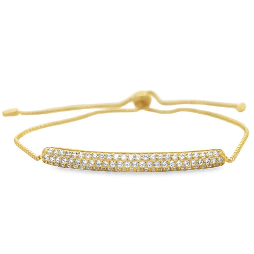 CZ ID Bolo Bracelet .925 Sterling Silver
