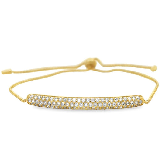 CZ ID Bolo Bracelet .925 Sterling Silver