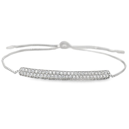 CZ ID Bolo Bracelet .925 Sterling Silver