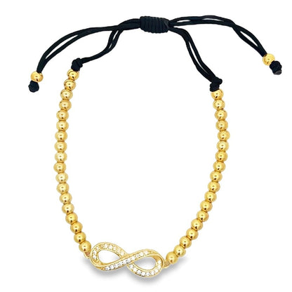 CZ Infinity Bead Rope Bracelet .925 Sterling Silver