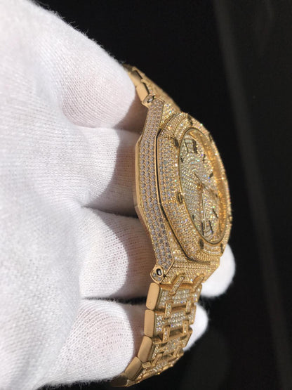 CZ Octagon Stainless Steel Micro Pave Watch