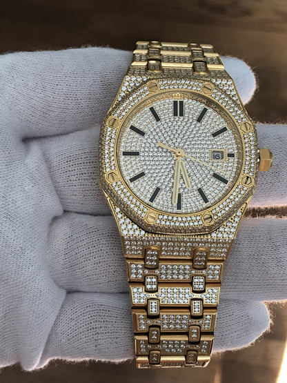 CZ Octagon Stainless Steel Micro Pave Watch