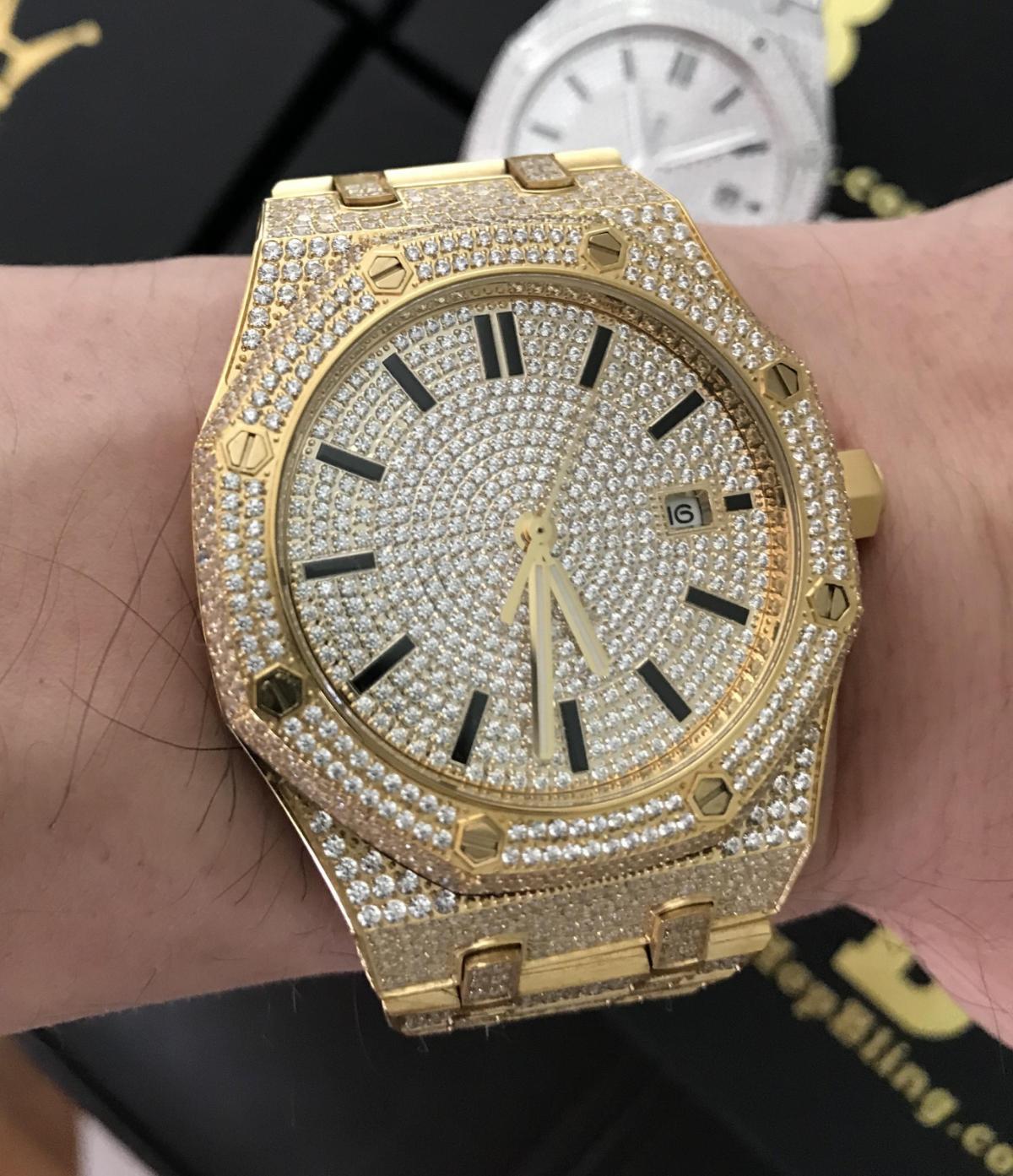CZ Octagon Stainless Steel Micro Pave Watch