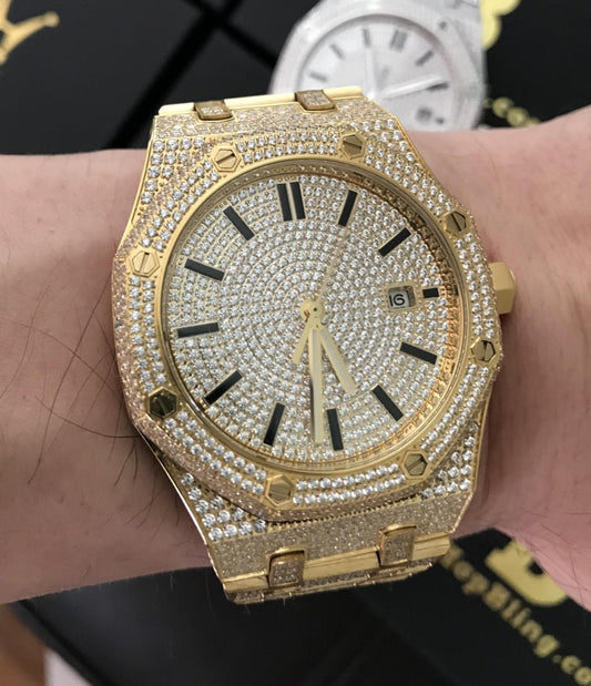 CZ Octagon Stainless Steel Micro Pave Watch