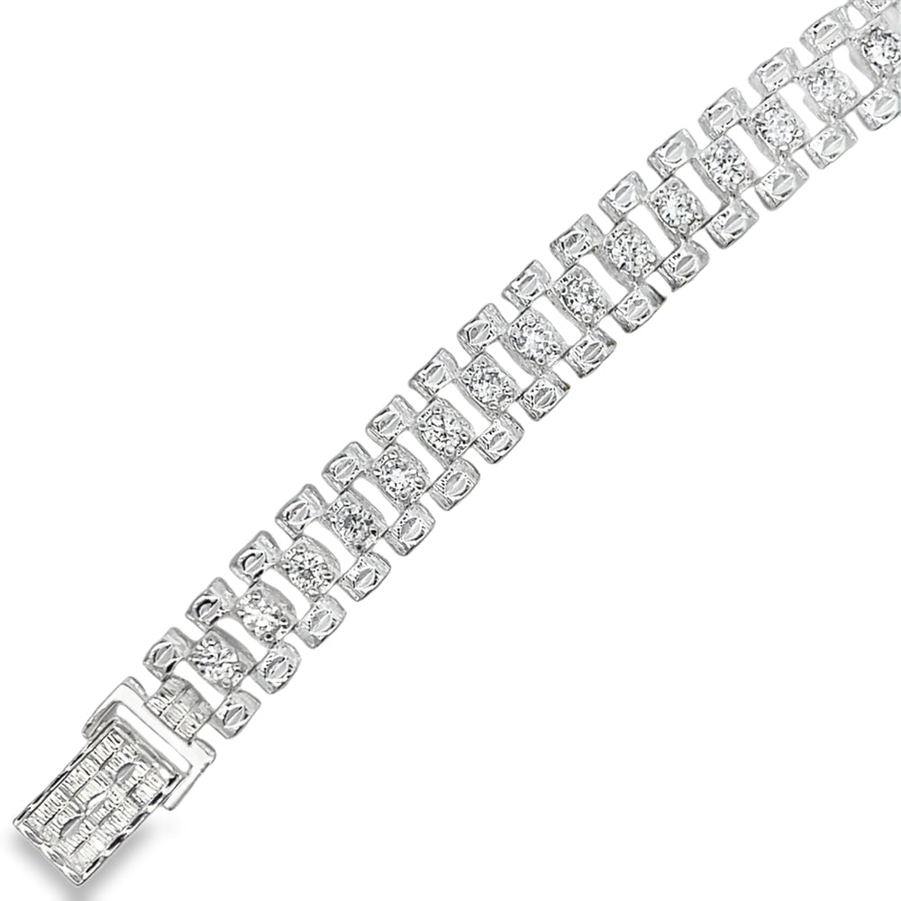 CZ Prezzi Link Bracelet .925 Sterling Silver