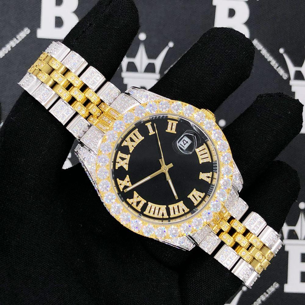 CZ Railroad Tracks 41MM Stainless Steel Micro Pave Watch