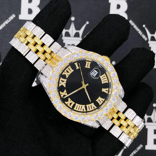CZ Railroad Tracks 41MM Stainless Steel Micro Pave Watch