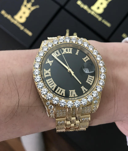 CZ Railroad Tracks 41MM Stainless Steel Micro Pave Watch