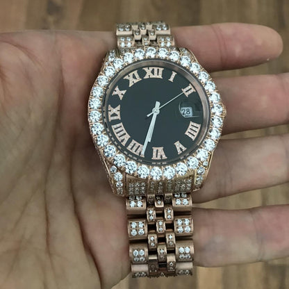 CZ Railroad Tracks 41MM Stainless Steel Micro Pave Watch