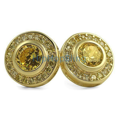 CZ Solitaire Circle Bling Earrings