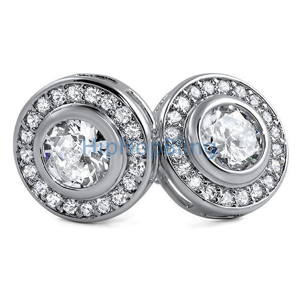 CZ Solitaire Circle Bling Earrings