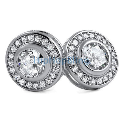 CZ Solitaire Circle Bling Earrings
