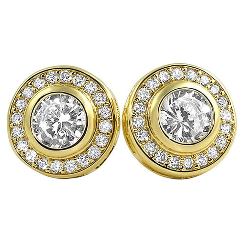 CZ Solitaire Circle Bling Earrings