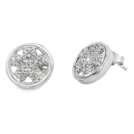 CZ Spinning Wheel Fat Spoke Rim Earrings .925 Sterling Silver