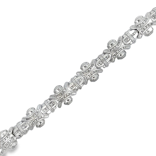CZ Vintage Link Iced Out Bracelet .925 Sterling Silver