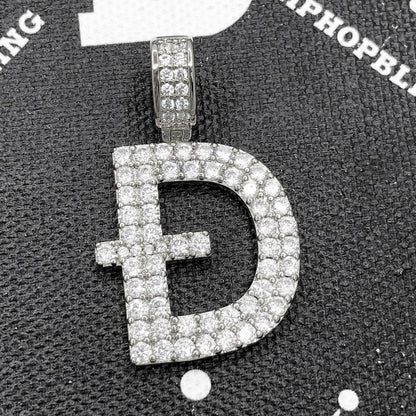 D Dogecoin Inspired Iced Out Pendant .925 Sterling Silver