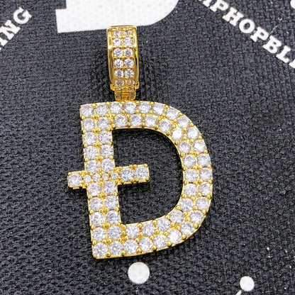 D Dogecoin Inspired Iced Out Pendant .925 Sterling Silver