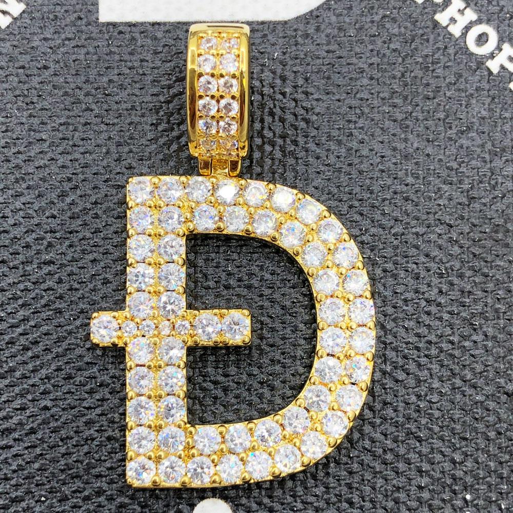 D Dogecoin Inspired Iced Out Pendant .925 Sterling Silver