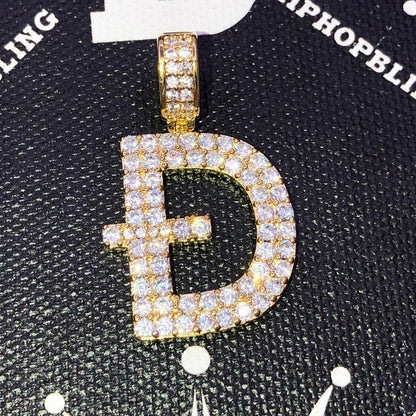 D Dogecoin Inspired Iced Out Pendant .925 Sterling Silver