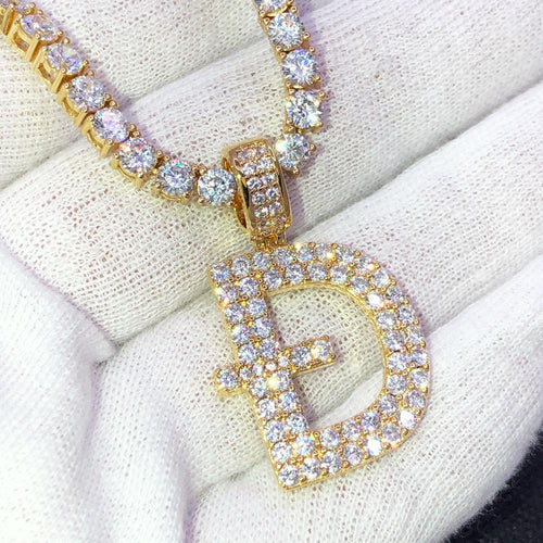 D Dogecoin Inspired Iced Out Pendant .925 Sterling Silver
