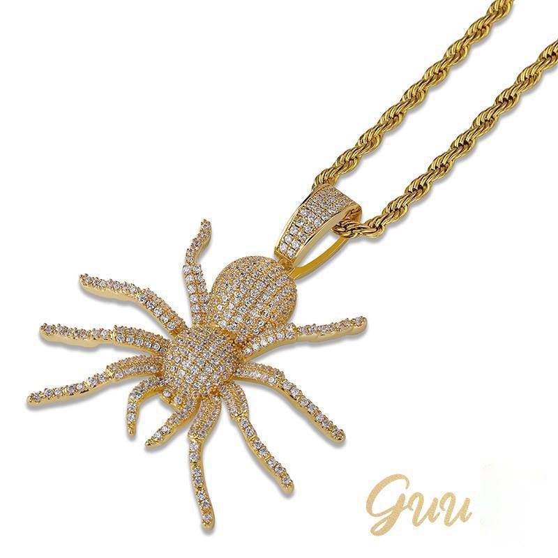 18K Gold-Plated AAA CZ Spider Pendant Necklace