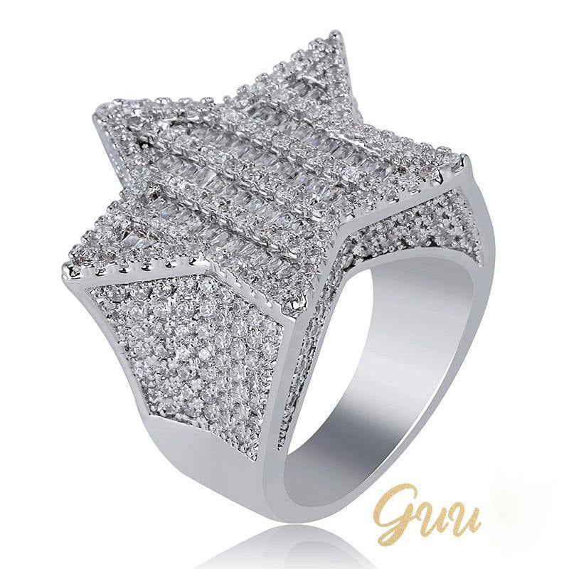 18K Gold-Plated Micro-inlay AAA CZ Pentagram Ring