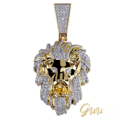 23mm Gold-Plated Micro-inlay Zircon # Lion Head # Rapper Chain