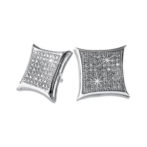 Deep Kite .925 Sterling Silver CZ Hip Hop Earrings