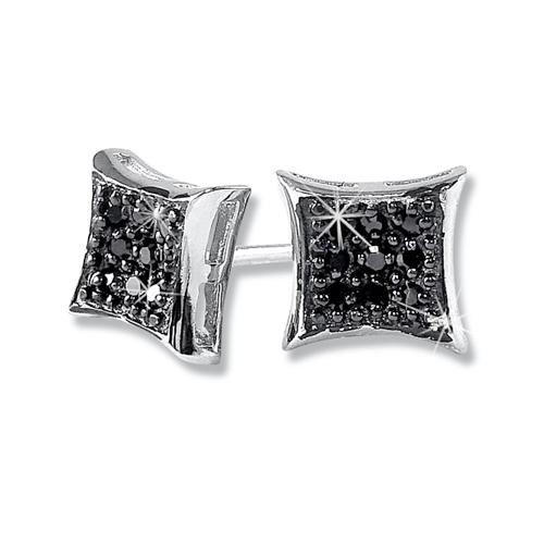 Deep Kite .925 Sterling Silver CZ Hip Hop Earrings