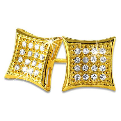 Deep Kite .925 Sterling Silver CZ Hip Hop Earrings