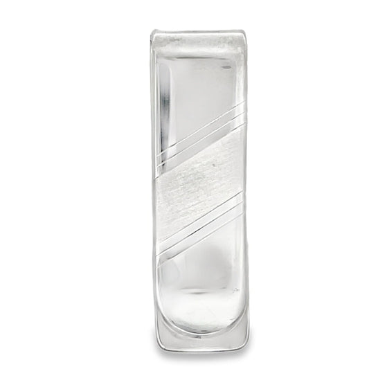 Diagonal Stripe Money Clip .925 Sterling Silver