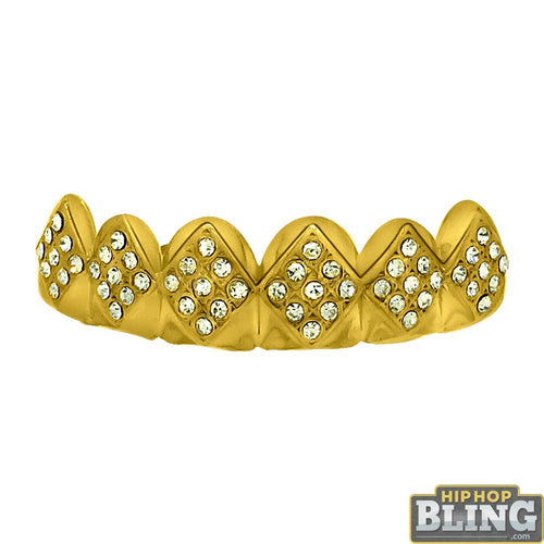 Diamond Bling Bling Gold Grillz Top Teeth