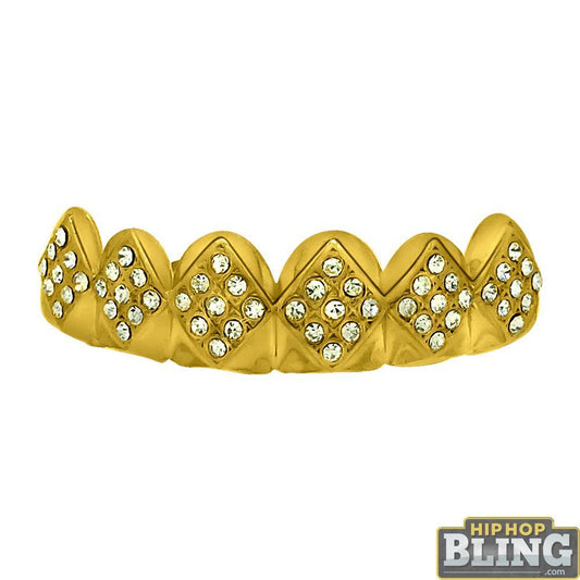 Diamond Bling Bling Gold Grillz Top Teeth